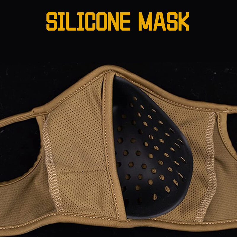 Máscara facial elástica respirável tática, máscara ao ar livre, airsoft, orelhas livres, protetora, airsoft combate, almofada de silicone