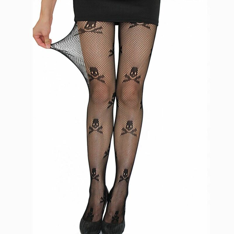 Gothic Mode Dames Dames Sexy Panty Skelet Bedrukt Kousen Panty Mesh Kousen