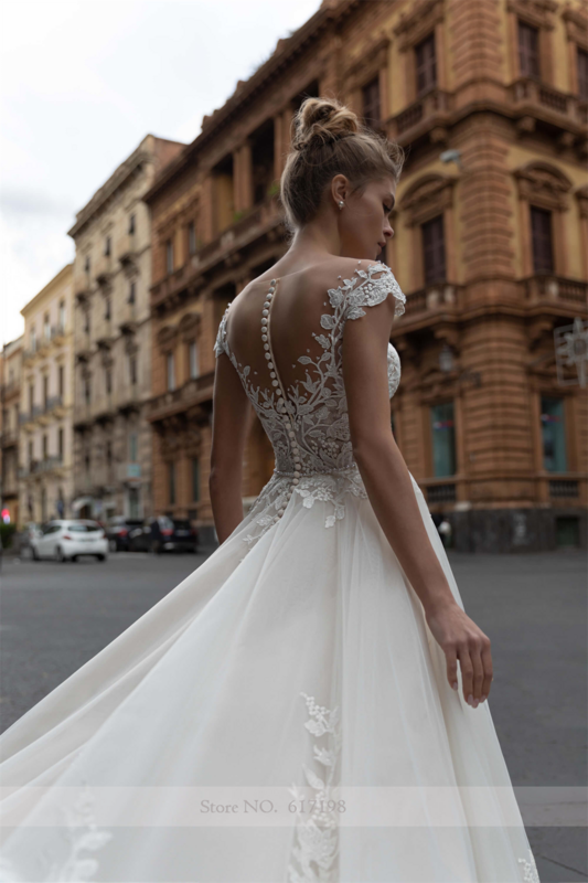 Элегантное кружевное Тюлевое свадебное платье без рукавов, ТРАПЕЦИЕВИДНОЕ свадебное платье с аппликацией для торжественных мероприятий, свадебное платье для невесты