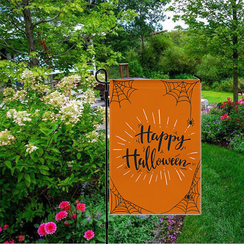Bandera de jardín temática de Halloween, decoración de Halloween, lino, calabaza, letras, Calavera, fantasmas, cartel colgante de jardín, decoración de patio, 30x45cm