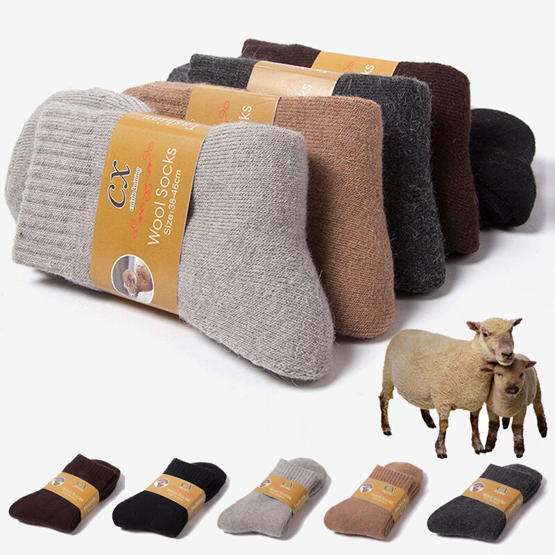 Calcetines de lana supergruesos para hombre y mujer, medias cálidas de lana merina para invierno, 1 par