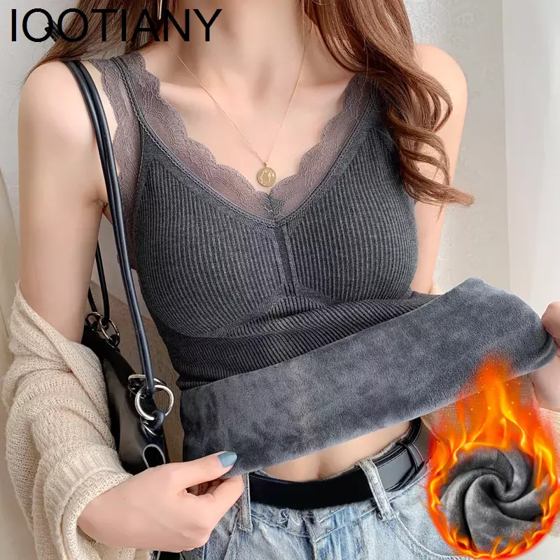 Thermo  Winter Lingerie Woman Clothing Warm Thermal Underwear Vest Warm Top Inner Wear Lace Thermo Shirt Undershirt Intimate