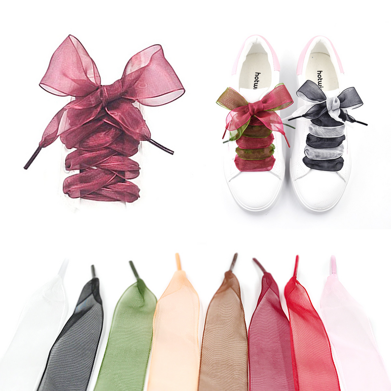 White Laces Satin Ribbon Pink Silk Ribbon Girl Shoestrings for Dancing Widening Transparent Flat