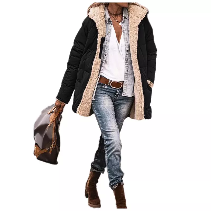 Однотонная короткая куртка с капюшоном и хлопковой подкладкой, Двусторонняя одежда с длинным рукавом, приталенный яркий кардиган, пальто, Топ