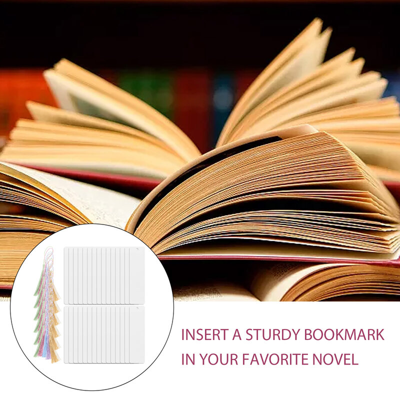 Marcapáginas de acrílico transparente, marcador de Página de Libro de lectura con borlas, suministros de papelería, bricolaje, 30 juegos