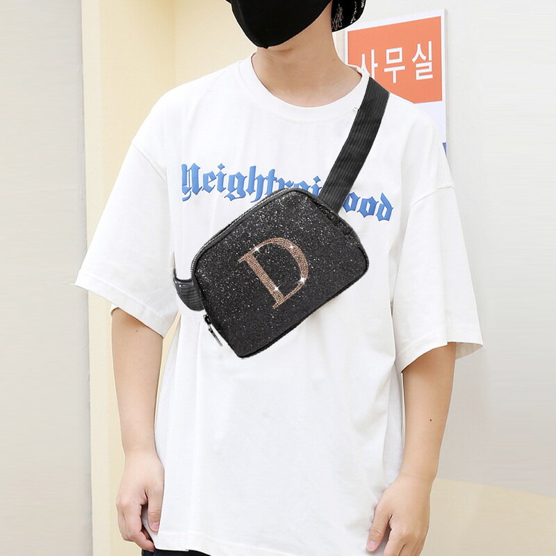Поясная сумка на плечо jewelly D design, сетчатые внутренние карманы, блестящая ткань, вместительная Скрытая сумка сзади с застежкой-молнией