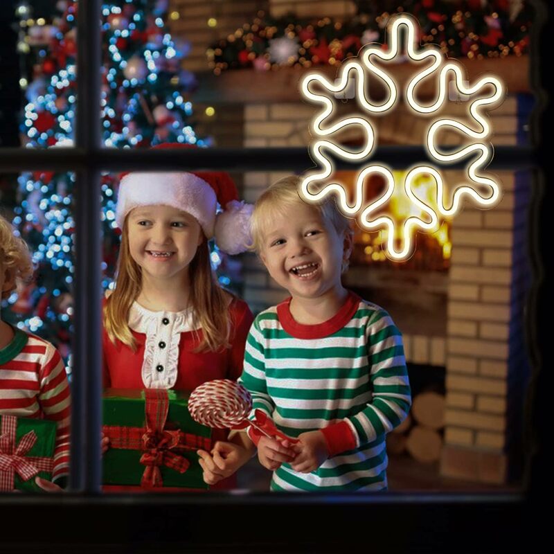 Snowflake Neon Signs LED Neon Light for Wall for Christmas Tree Party Home Decor Bedroom Decor Christmas Gift