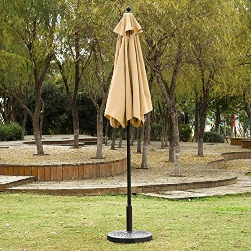 Sunnyglade 7.5 'ombrellone da giardino ombrellone da tavolo da esterno con pulsante inclinazione/manovella, 6 costole (abbronzatura) tipo classico di alta qualità