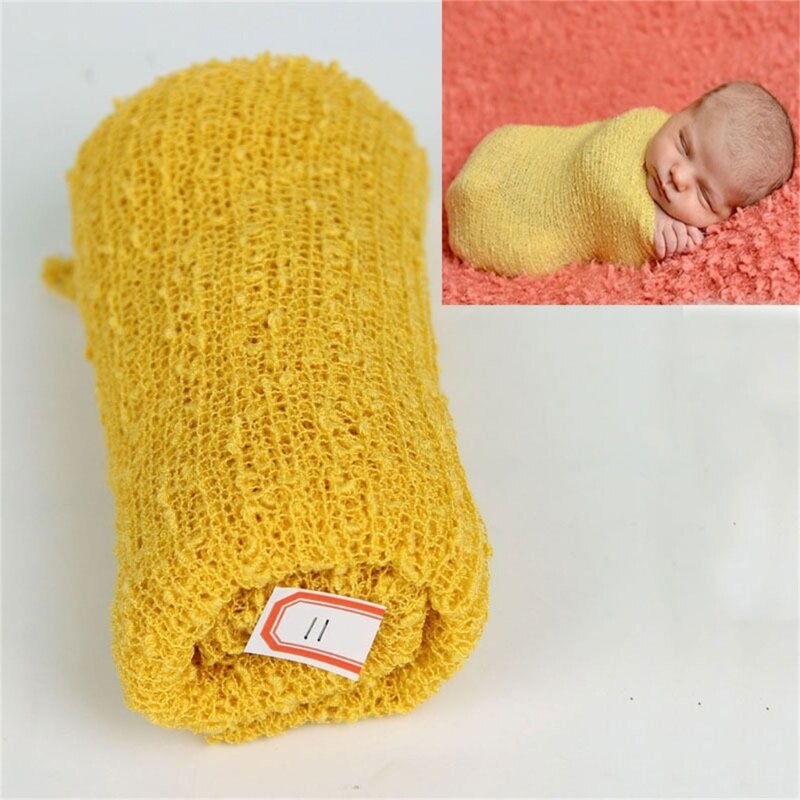 F62D Baby Wrap Pasgeboren Baby Gebreide Stretch Wrap Babydekens Unisex Pasgeboren Fotografie Wraps Rekwisieten Baby Inbakerdoek