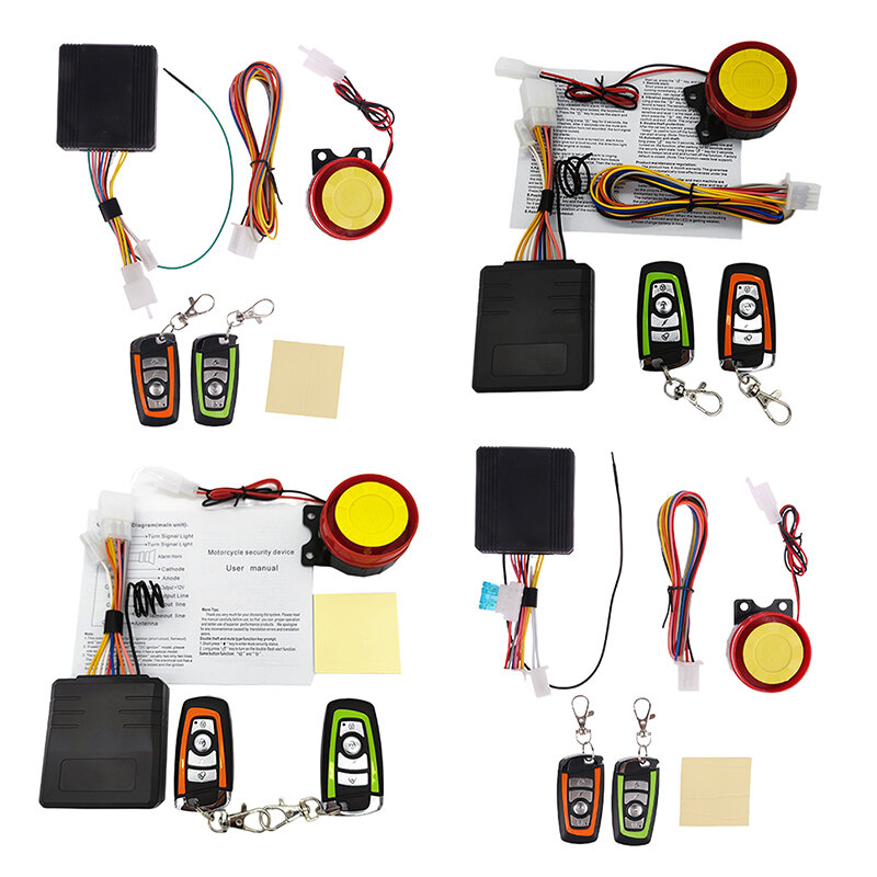 Sistem Alarm keamanan sepeda motor, 12V Skuter Remote kontrol anti-maling lengan otomatis dengan flash ganda independen
