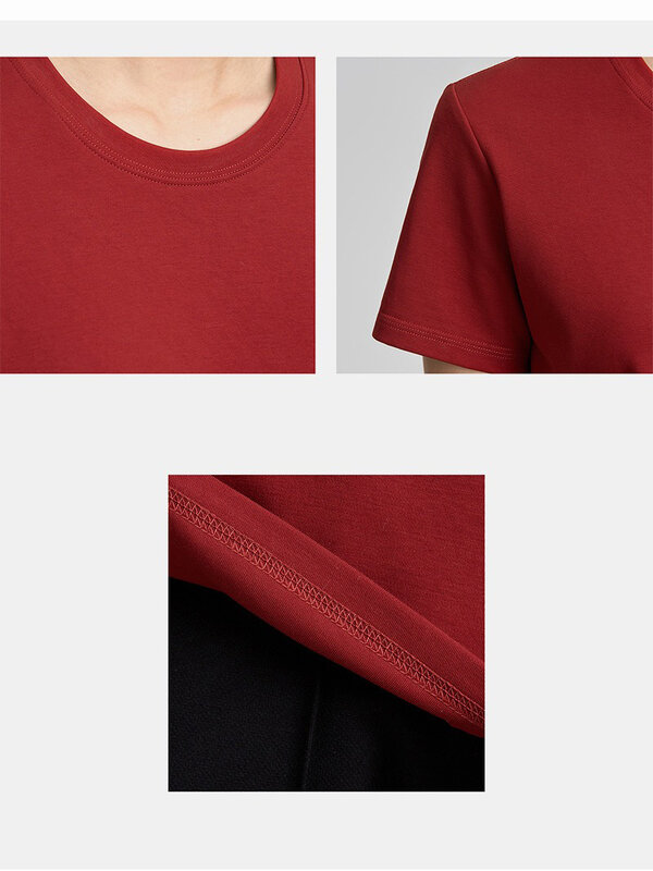 PIMA 여성용 클래식 핏 반팔 코튼 티셔츠, 크루넥 일반 기본 티 탑