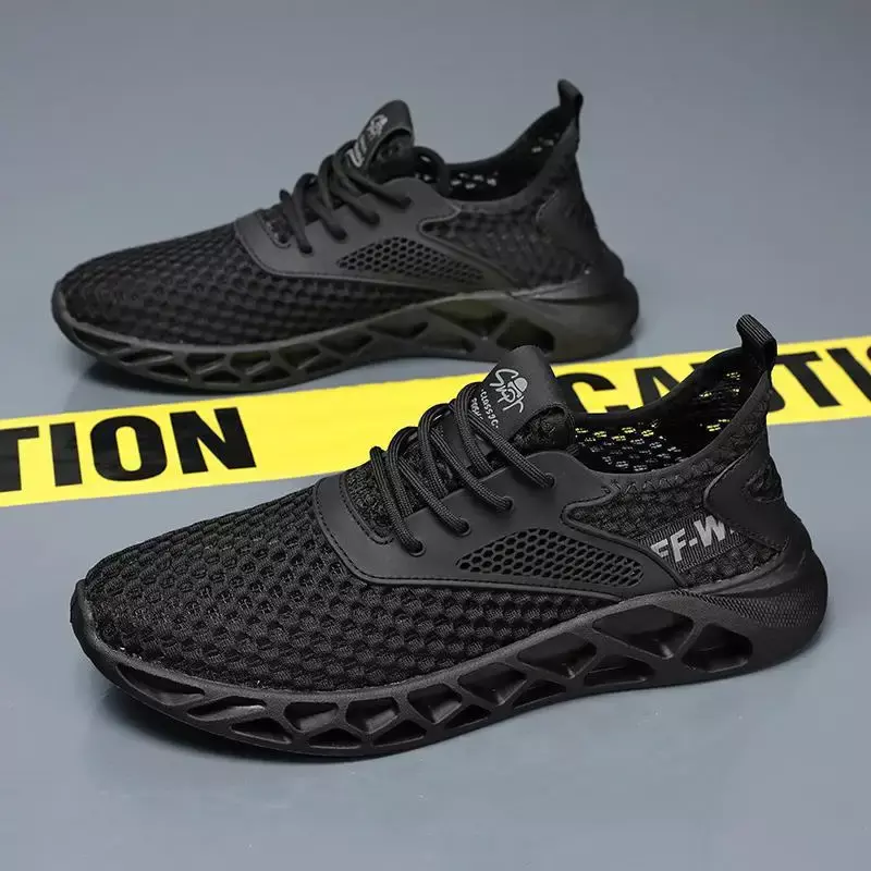 Zapatos de Tenis transpirables para hombre, calzado informal de malla, color negro, novedad de verano, 2024