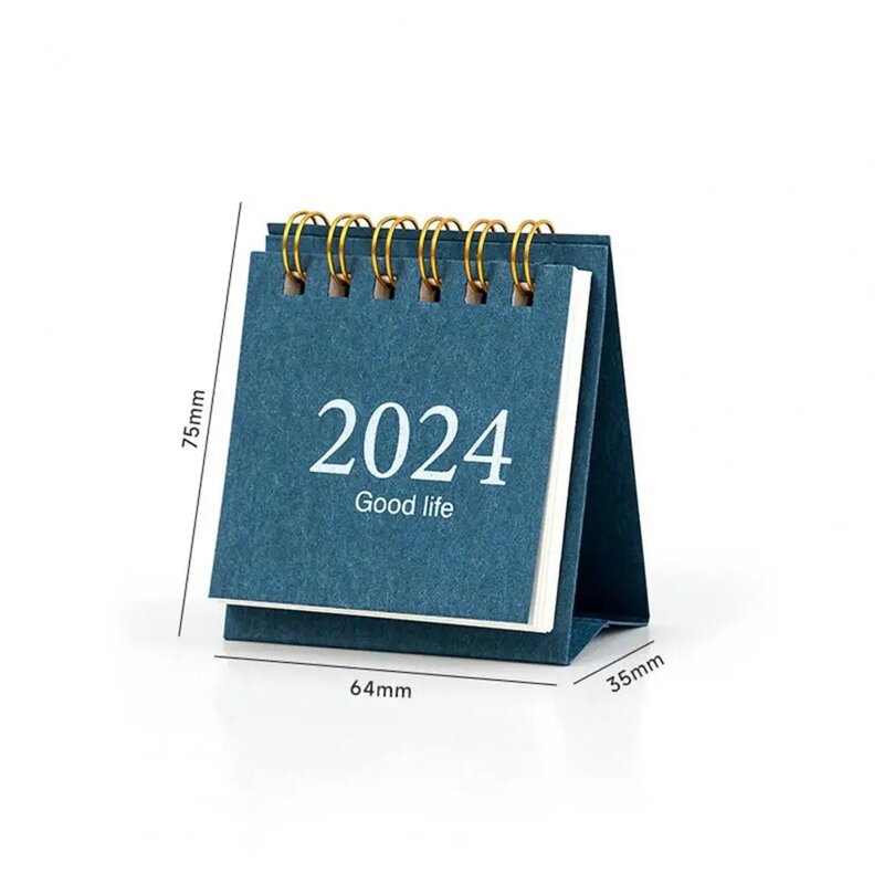 2024 Mini calendario Desktop piano libro spirale bobina pagina tornitura data registrazione calendario scrivania mensile Planner forniture per studenti