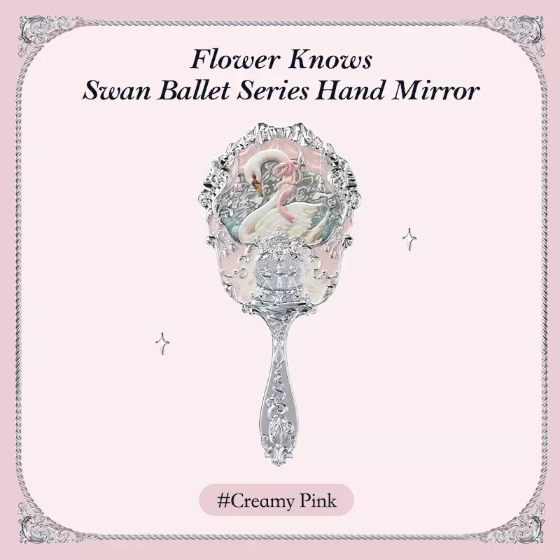 Blume weiß Schwan Ballett Serie Hand halten Spiegel 3 Arten exquisite Relief Make-up Werkzeuge rosa blau weiß
