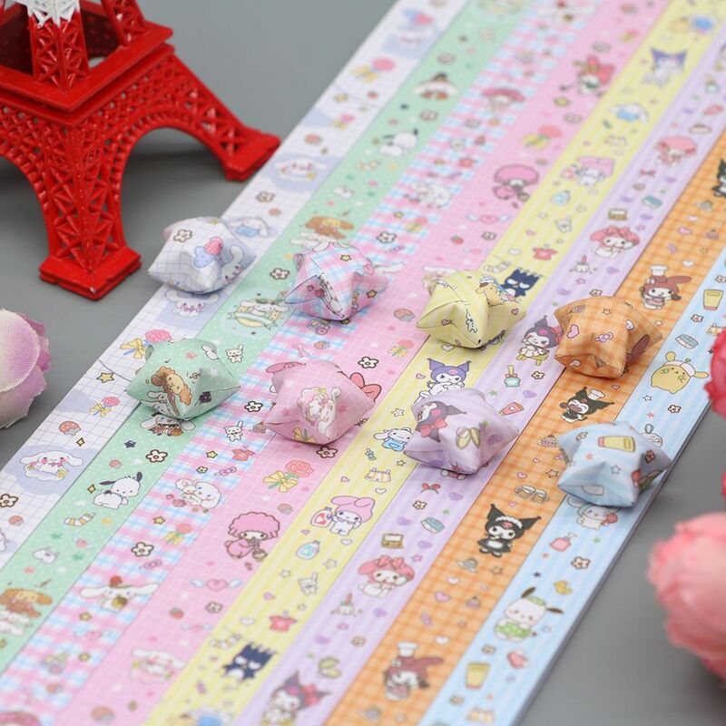 Sanrio Hello Kitty Cartoon Ster Bar Handgemaakte Materiaal Wishing Ster Vouwen Lange Strip Papier Willen Fles Diy