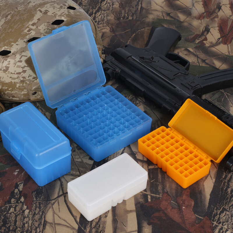 Kotak wadah peluru peluru kotak amunisi taktis 50/100 putaran kotak penyimpanan kartrid senapan dapat untuk 9mm .223 5.56x39.38 super