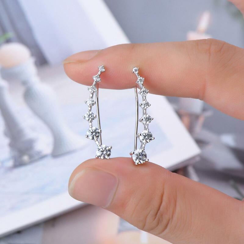 Big Dipper Zircon Earrings Colorful Simple Diamond Earrings Fashionable Seven Diamond Earrings Women'S Earrings