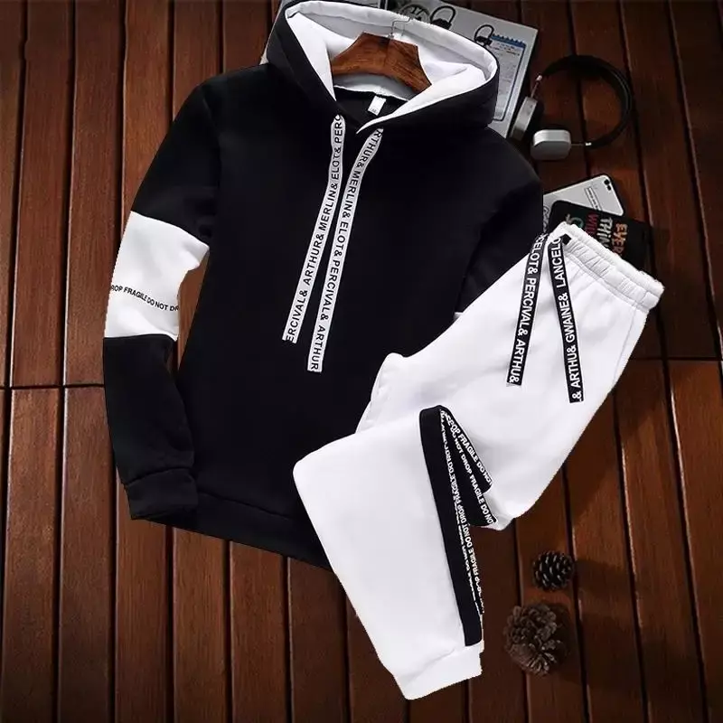 ชุดวอร์มมีฮู้ดสำหรับผู้ชายชุดวอร์มลำลองเสื้อกันหนาวมีฮู้ดชุดเสื้อผ้าแฟชั่นสตรีทแวร์โลโก้ฤดูหนาว
