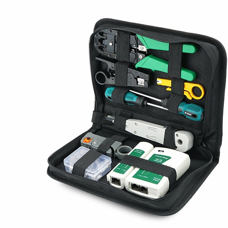 Home Multi-Function LAN Network Crystal Cable Tester Tool Screwdriver Wire Stripper RJ45 Connector Crimping Pliers Tool Kit Set