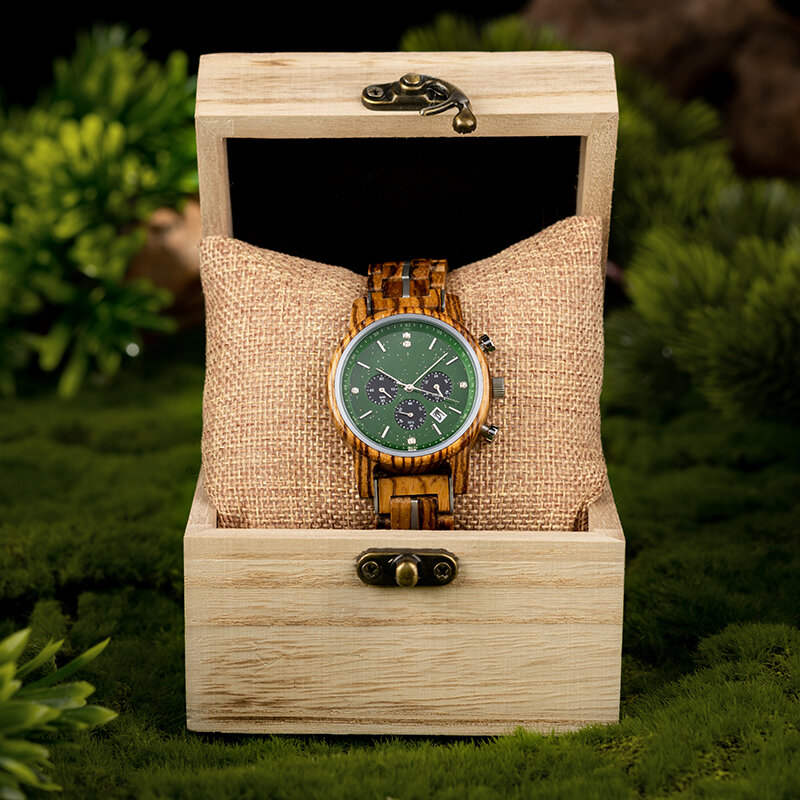 BOBO BIRD 남녀공용 럭셔리 커플 시계, 나무 각인 크로노그래프 시계, 자동 날짜 맞춤 석영 시계, 신제품