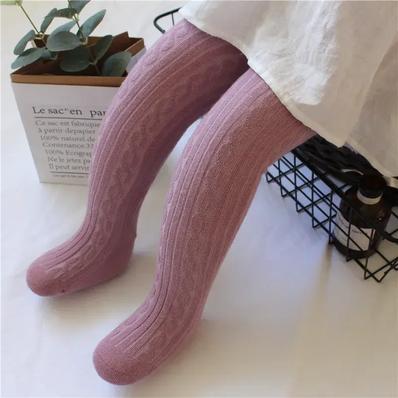 Meia-calça de malha torção para meninas, meias com nervuras, criança e miúdo, bebê, primavera, 2022