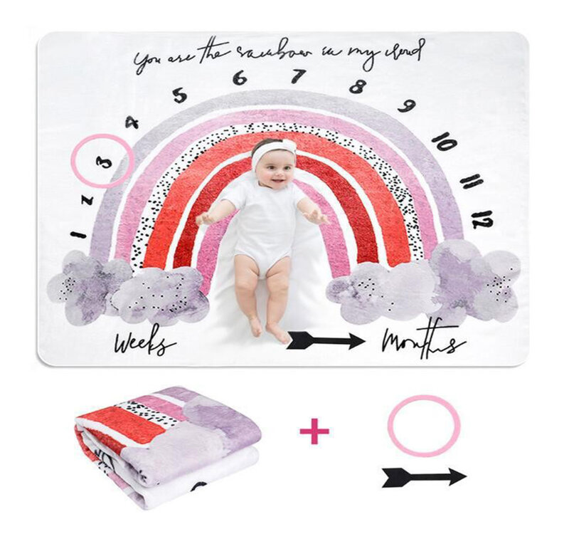Baby Meilenstein Decke Regenbogen Hintergrund Decke Flanell aufwachsen Gedenk decke Fotografie Requisiten