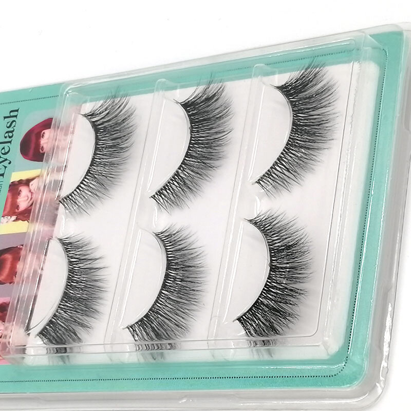 3 쌍 3D 밍크 속눈썹 거짓 속눈썹 자연/두꺼운 긴 눈 가위 전경 메이크업 뷰티 확장 도구 maquiagem maquillaje