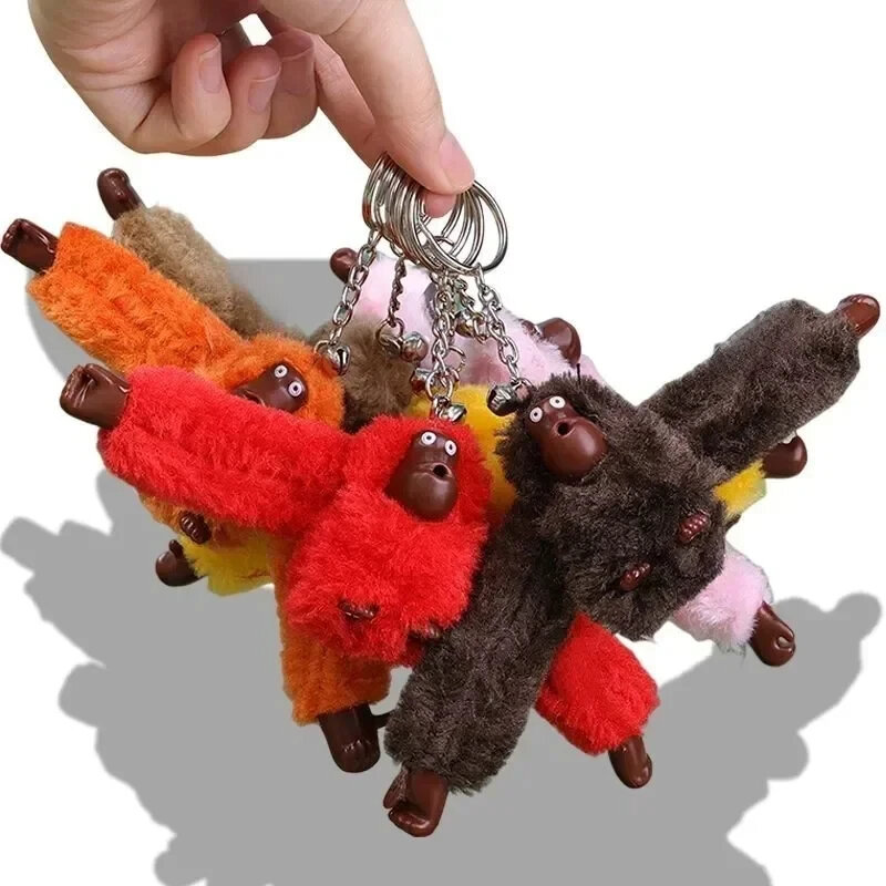 박제 고릴라 키체인 동물 장식품 키링, 귀여운 봉제 원숭이 키체인 장식 가방 펜던트, 재미있는 생일 선물