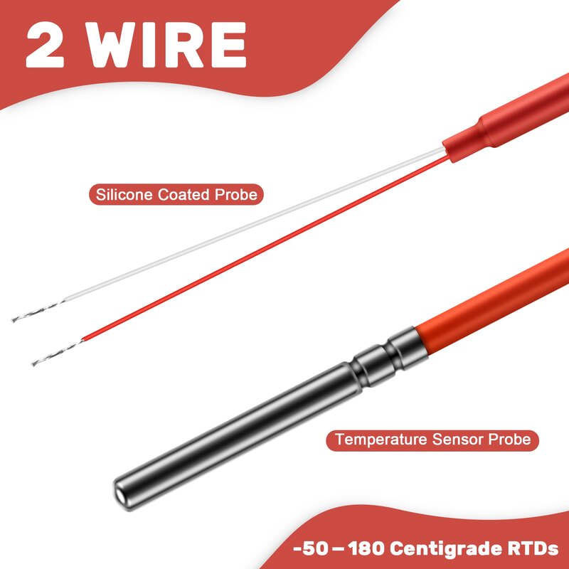 2 Wire PT1000 Temperature Sensor Thermistor Silicone Gel Coated 1.5Meters Probe 45mm x 5mm -50-180 Centigrade RTDs