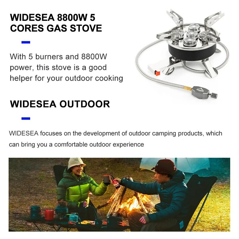 Widesea-Quemador de Gas de 8800W para acampada, horno portátil para Picnic, barbacoa, suministros de Turismo, recreación al aire libre