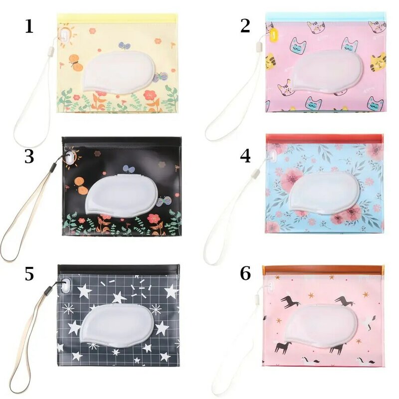Useful Cute Carrying Case Snap-Strap Baby Product Portable Cosmetic Pouch Stroller Accessories Tissue Box Wet Wipes Bag