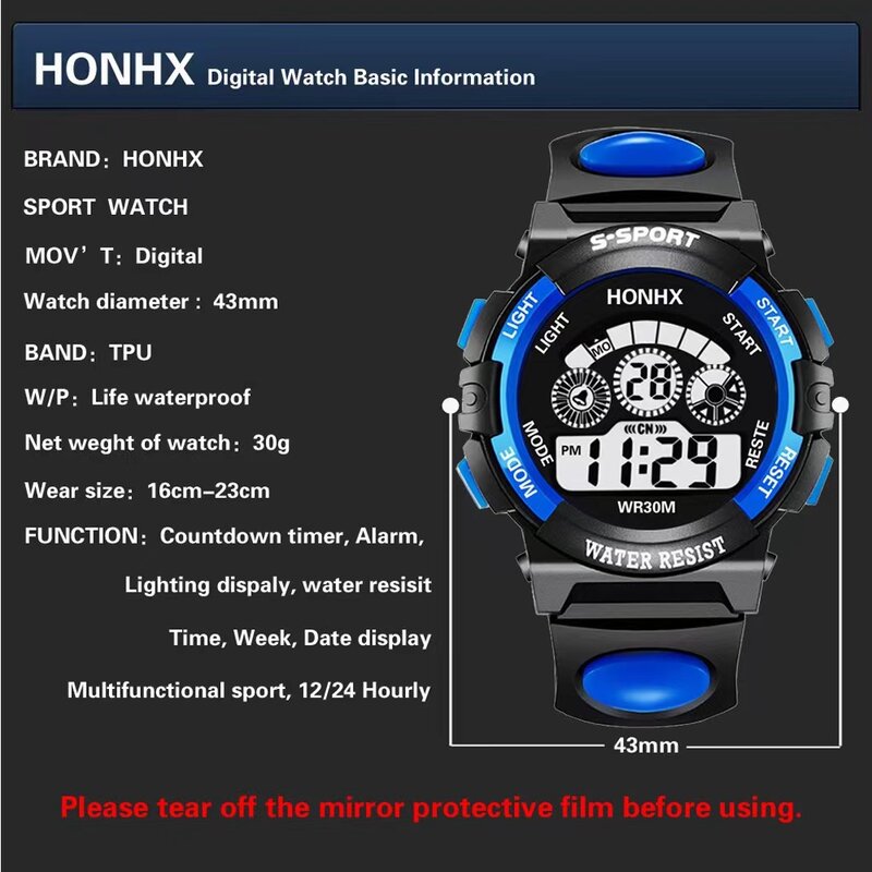 Men's and teenagers' sports watches multi-functional high school students' trend and high sense junior high school large dial el