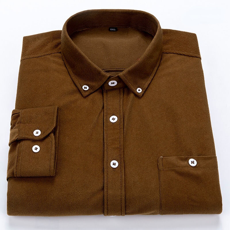 Chemise à manches longues en velours côtelé pour homme, classique, avec boutons, pour le bureau, nouveauté 2022