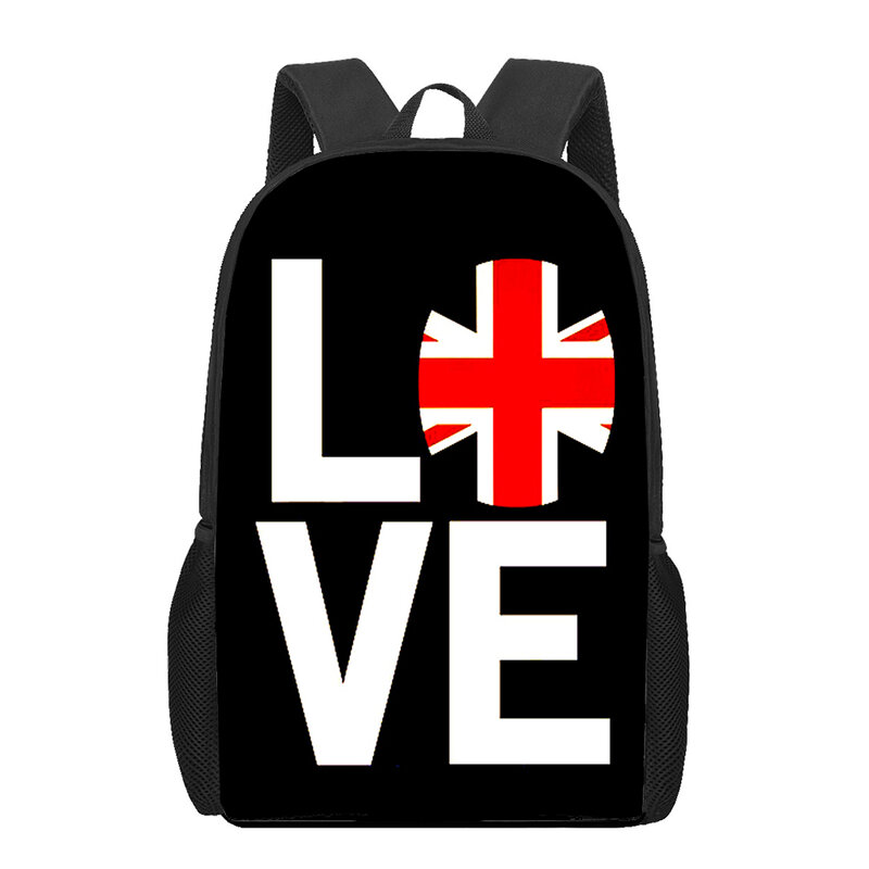 حقيبة مدرسية مطبوع عليها رسوم كارتونية إنكلترا أنا أحب لندن للفتيات المراهقات حقيبة كتب للأولاد والبنات حقيبة ظهر غير رسمية حقائب ظهر للسفر