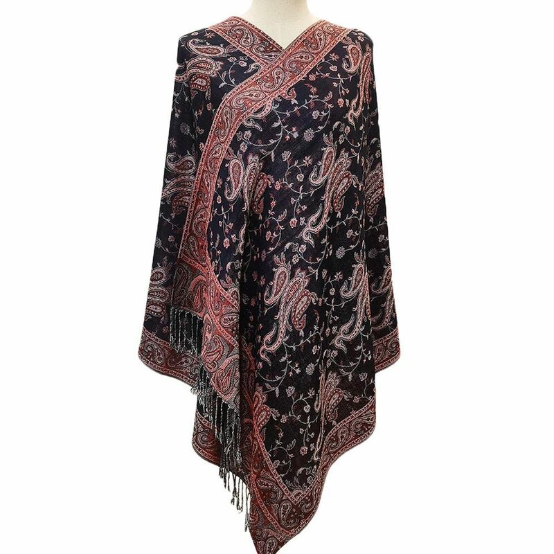 Длинный шарф с кисточками, модная Имитация кашемира, универсальная шаль, дышащий Пейсли хиджаб