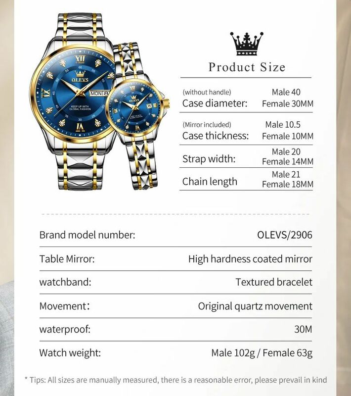 OLEVS 2906 modna randka zegarki kwarcowe dla par diamentowy zegarek luksusowy dla mężczyzn damski zegarek na rękę wodoodporna stal nierdzewna