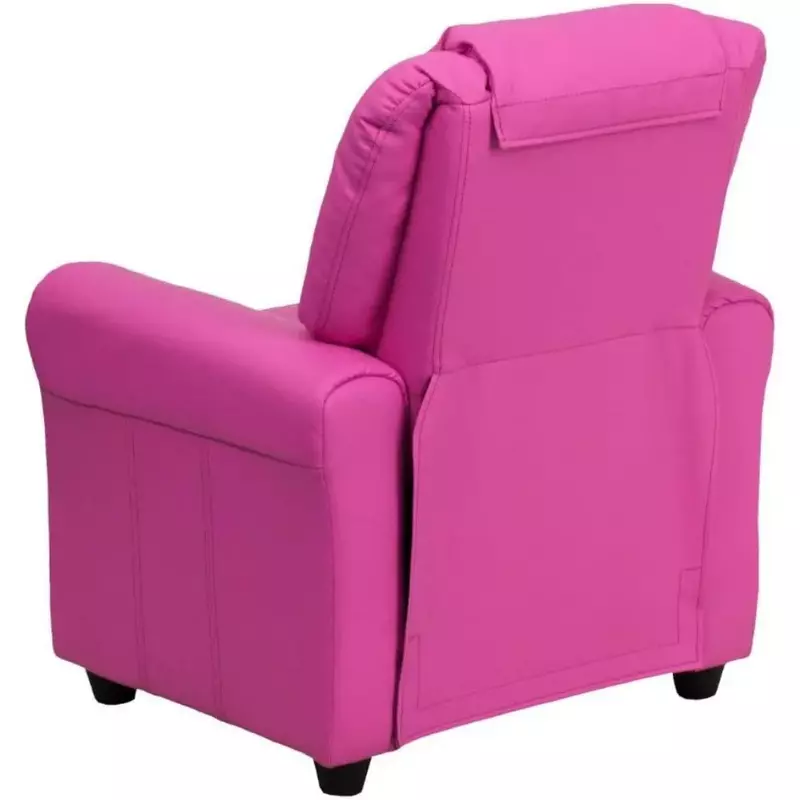 Sofa anak dengan tempat cangkir, sandaran kepala dan keamanan, sofa anak-anak modern dengan dukungan hingga 90 lbs, merah muda