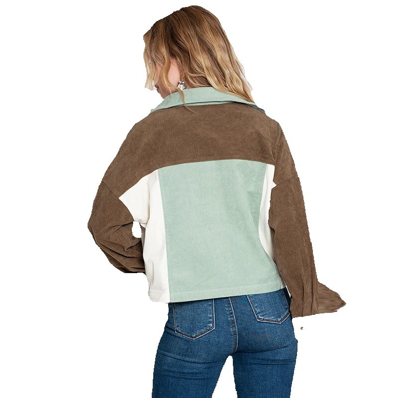 여성 코듀로이 재킷, 두꺼운 긴팔 상의, 컬러 보온, 가을 겨울 신상