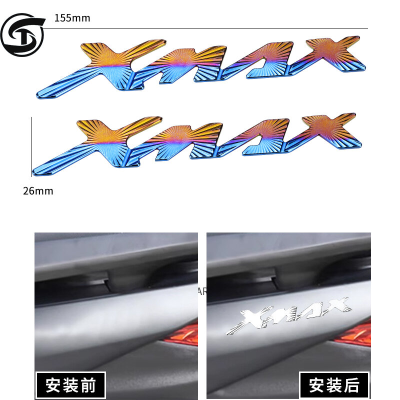 야마하 XMAX300 용 오토바이 액세서리 라벨링, 방수 알루미늄 합금 3D 입체 차량 로고 스티커