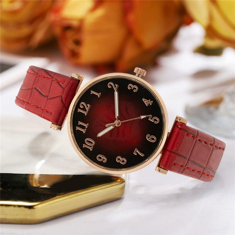 Elegante relógio de quartzo feminino com pulseira de couro sintético ajustável, alta precisão, verificação de tempo para namoro