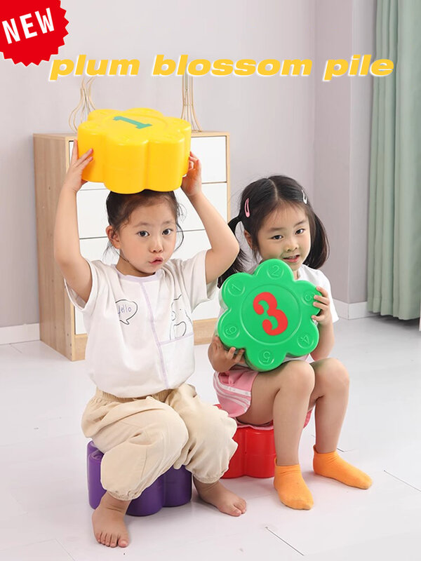 Plum Pile anak-anak tumpukan plastik Cina Kongfu mainan pendidikan prasekolah peralatan pelatihan keseimbangan tempat bermain permainan luar ruangan untuk