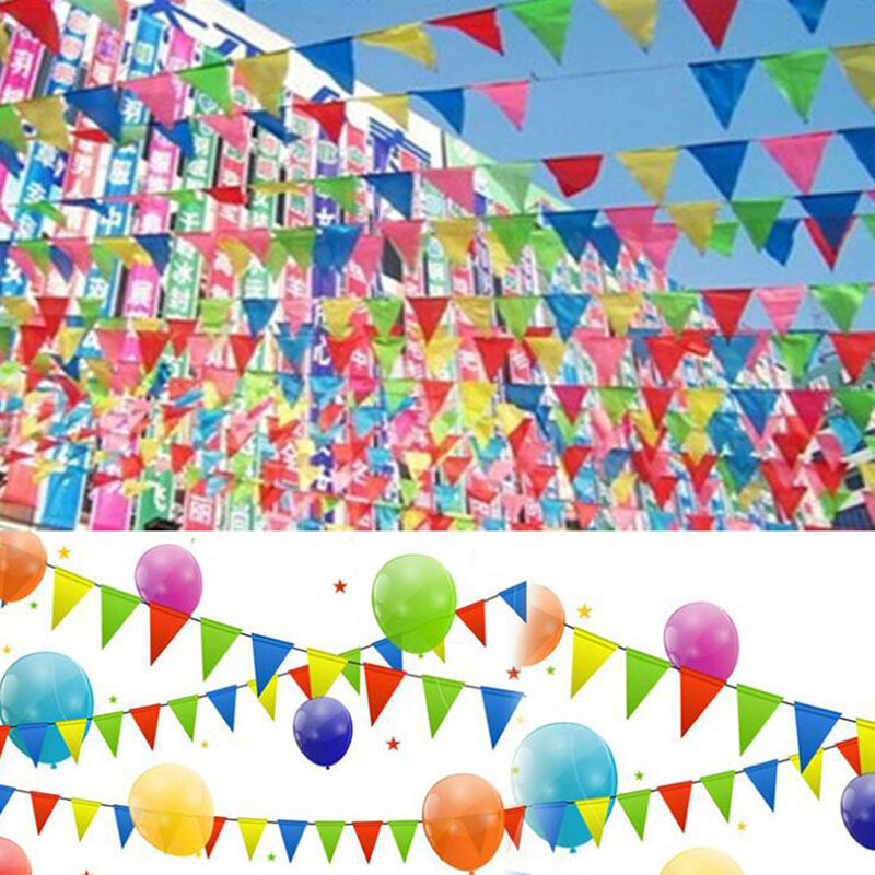 8 M Colorful Triangle Flag Pennant String Banner Festival Party Holiday Decor
