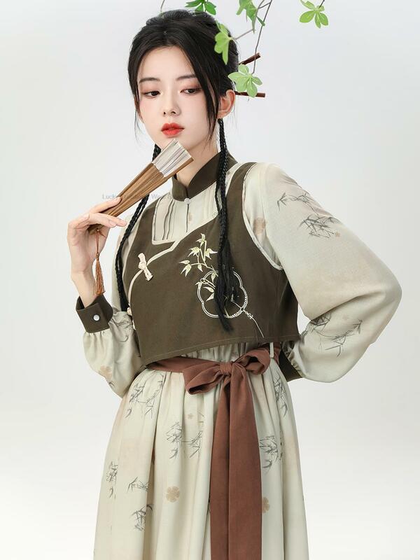 Wiosenna nowa chińskie tradycyjne piosenka piosenka dynastia Hanfu kobiet chiński styl modyfikowany codziennie styl Kimono dwuczęściowy garnitur Hanfu