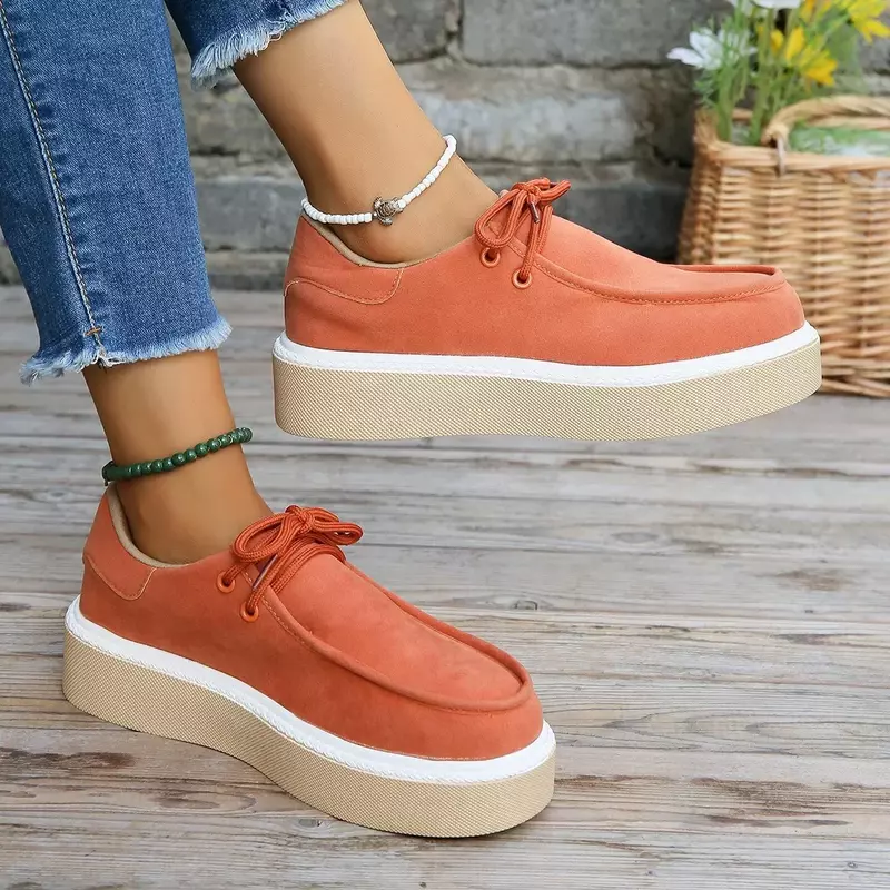 Large Size 43 Women's Comfort Breathable Suede Sneakers Ladies Low Top Thick Sole Casual Sports Shoes for Women Zapatos Mujer