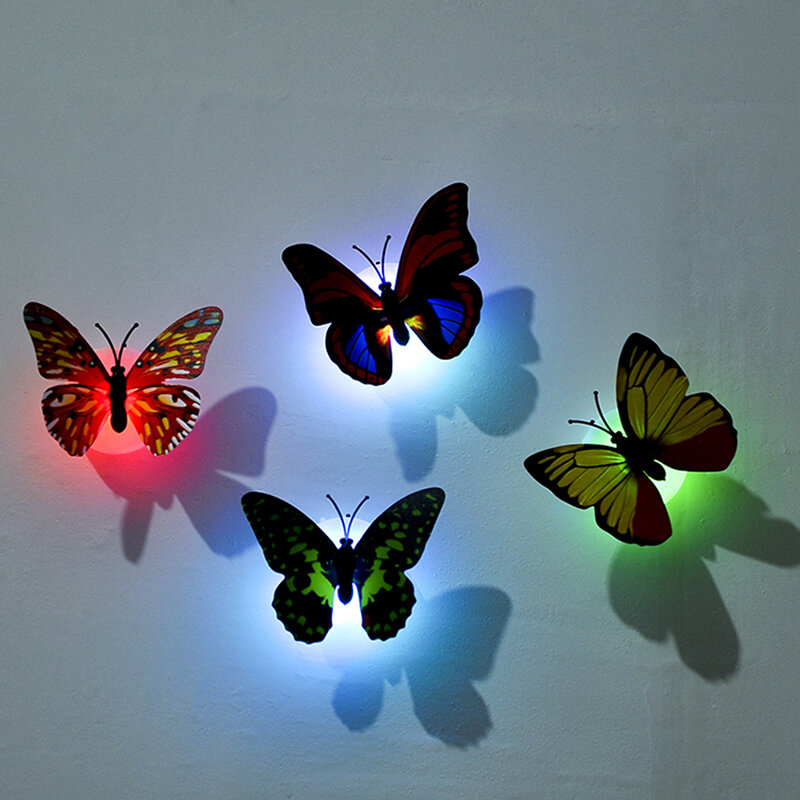 나비 자체 접착 LED 벽 램프 크리 에이 티브 홈 룸 장식 밤 빛 실내 분위기 조명 임의의 색상