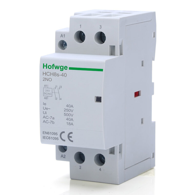 Contactor automático de corriente continua para el hogar, Contactor de corriente continua HCH8s-63 2P, 40A, 63A, 2NO, 1NO1NC, AC24V, DC24V, tipo carril Din 50Hz /60Hz