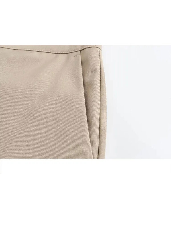 HH TRAF женские элегантные офисные Костюмные брюки на молнии, весенние модные брюки-клеш с высокой талией, Женские повседневные облегающие брюки