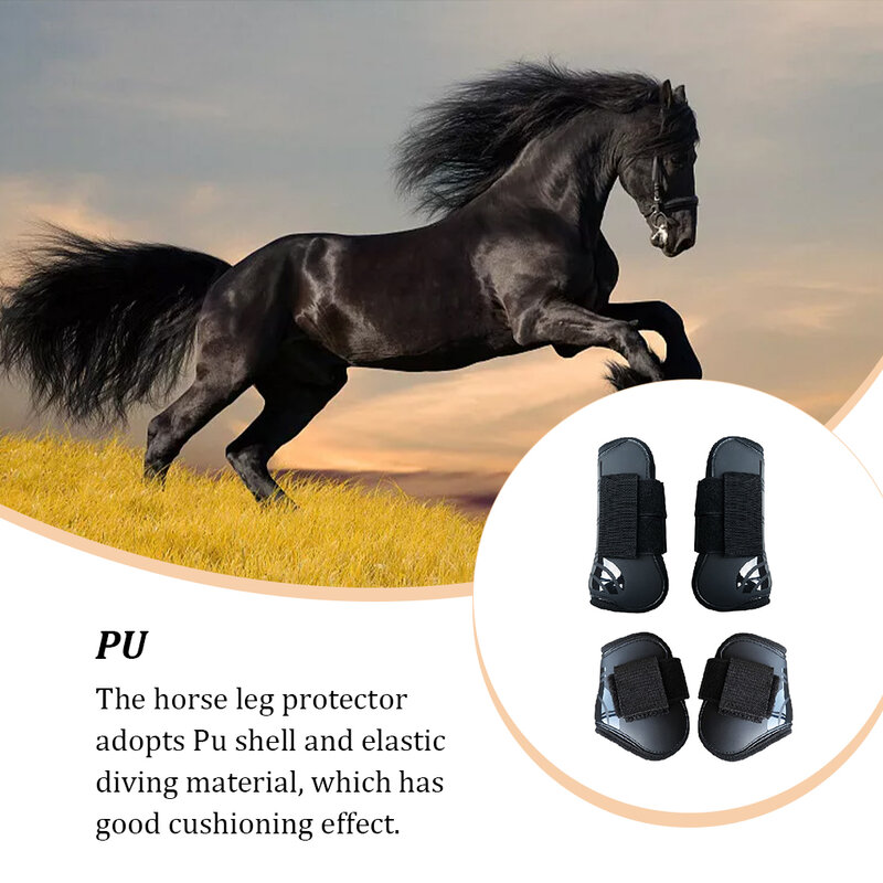 2 Pair Equestrian Supplies Horse Shin Guards Front Adjustable Protective Gear with Nylon Fastener Good Harness