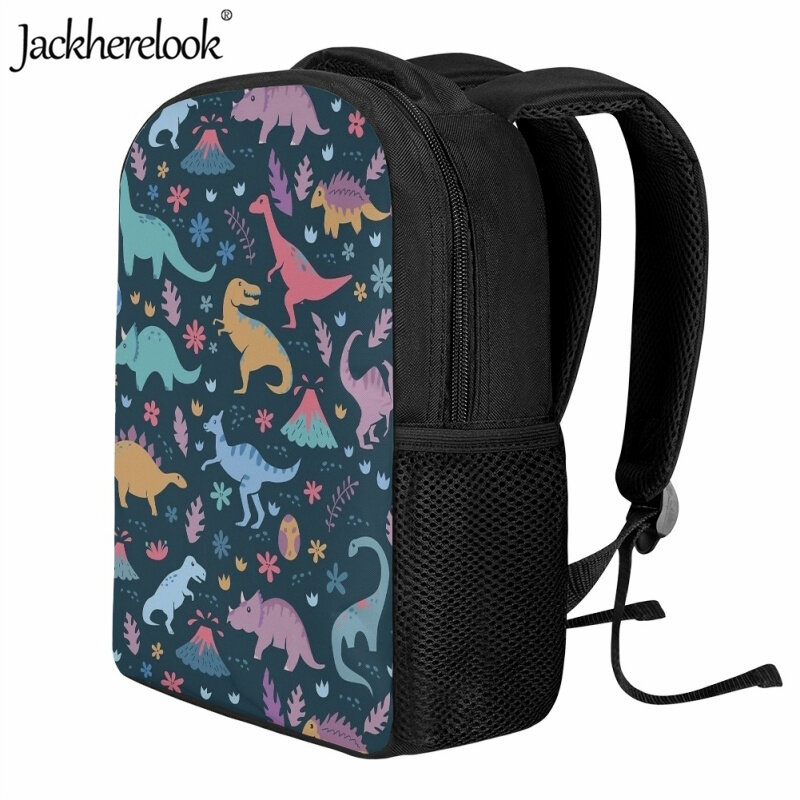 Jackherelook-만화 공룡 패턴 학교 가방, 유치원 소년 실용적인 여행 배낭 어린이 캐주얼 패션 책 가방