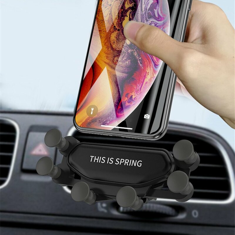 New Non-Slip Automatic Grip Car Super Stability Phone Holder Stand Vent Gravity Bracket Silver Red Black TPU ABS Phone Holder